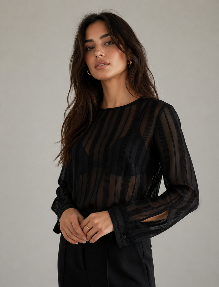 Blusa de gasa semi transparente