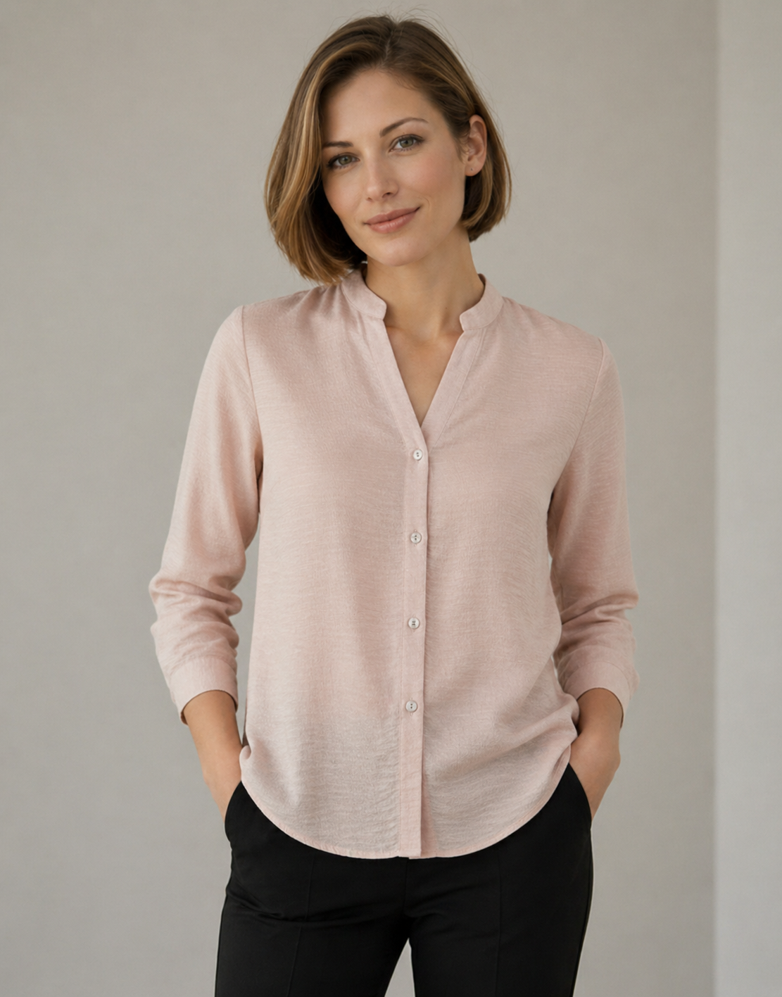 Blusa satinada de manga larga
