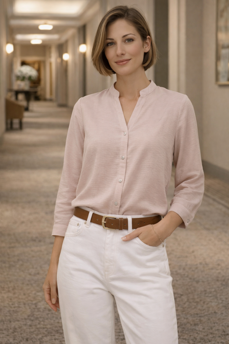 Blusa satinada de manga larga