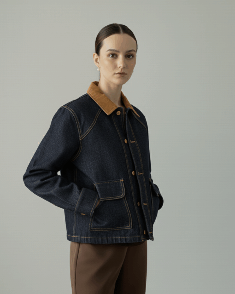 Chaqueta denim con cuello de Pana