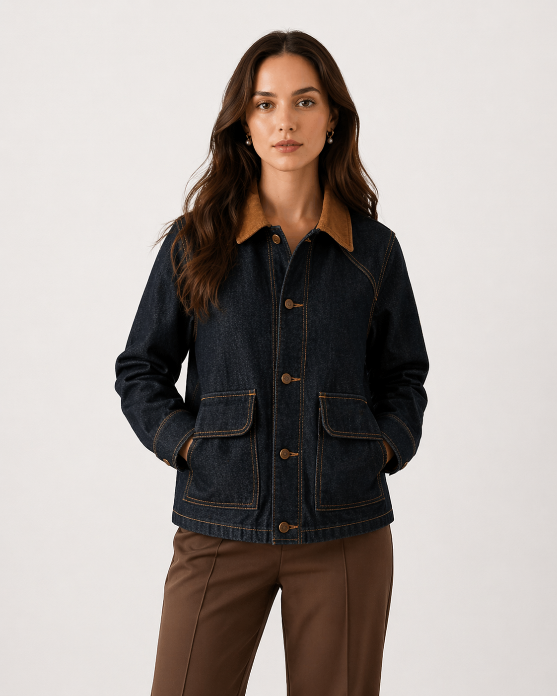 Chaqueta denim con cuello de Pana