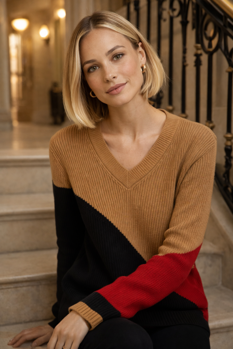 Suéter Tricolor V-Neck