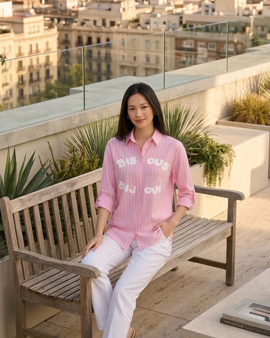 Blusón Pink Statement Rayas Be Blouse