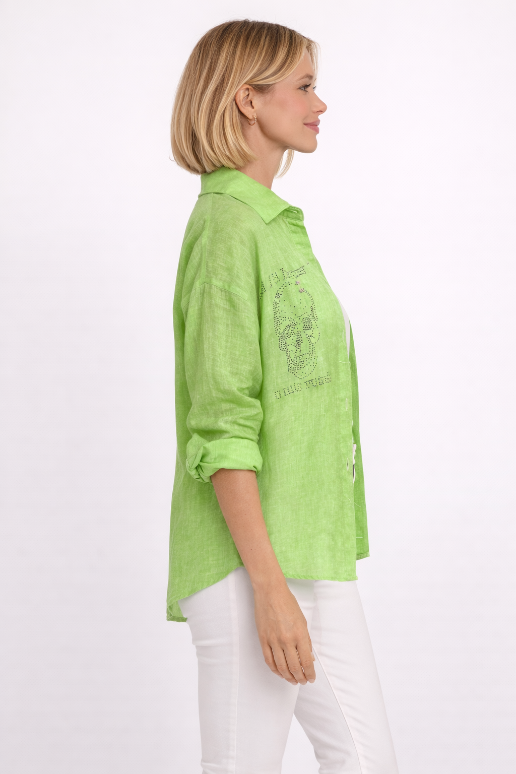 Camisa Green Skull Shine Lino