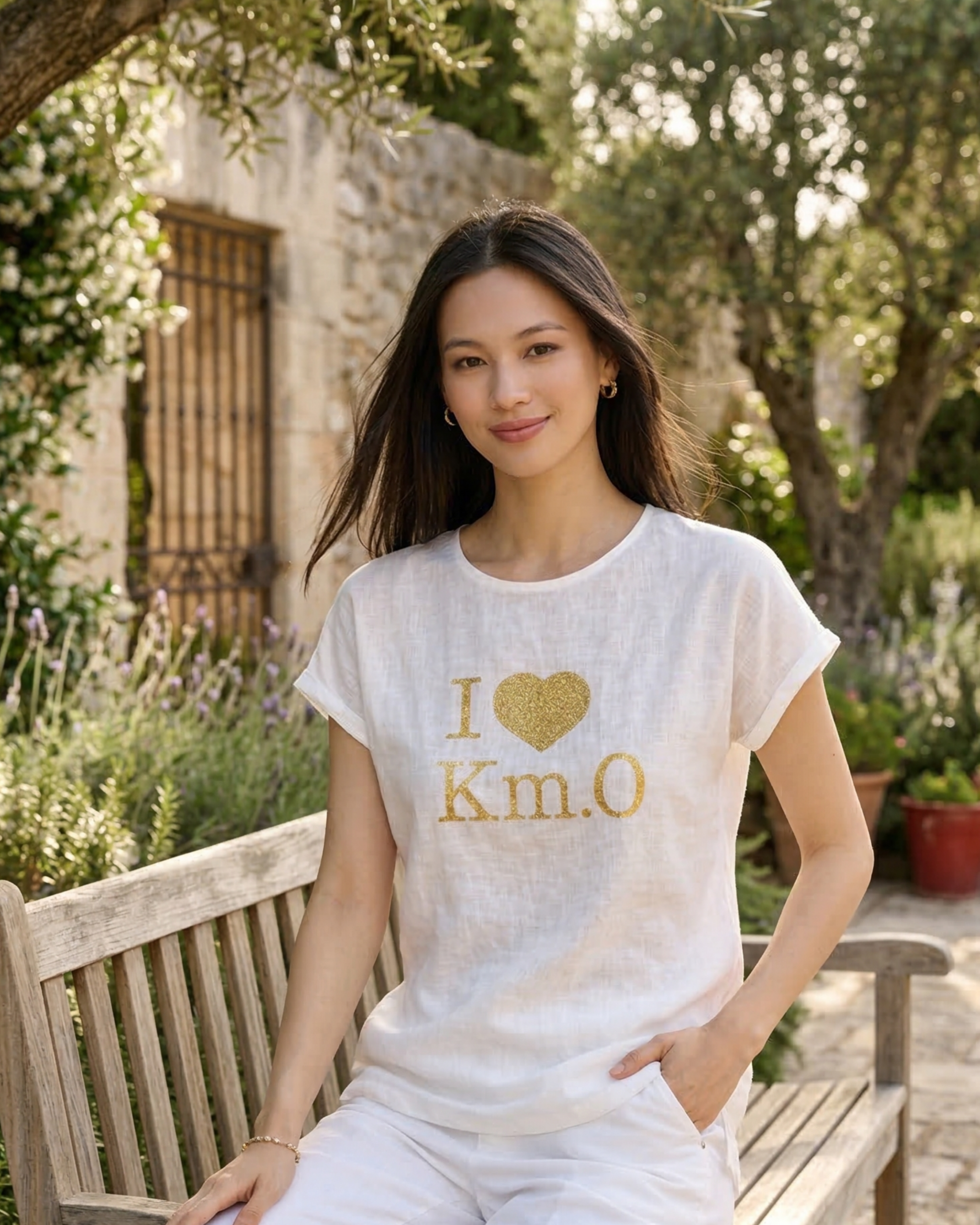 Camiseta blanca I Love Kmo lino & punto Be Blouse