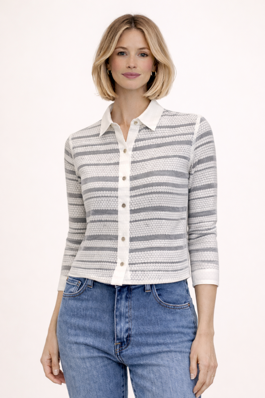 Cárdigan blanco con cuello Woman&Now