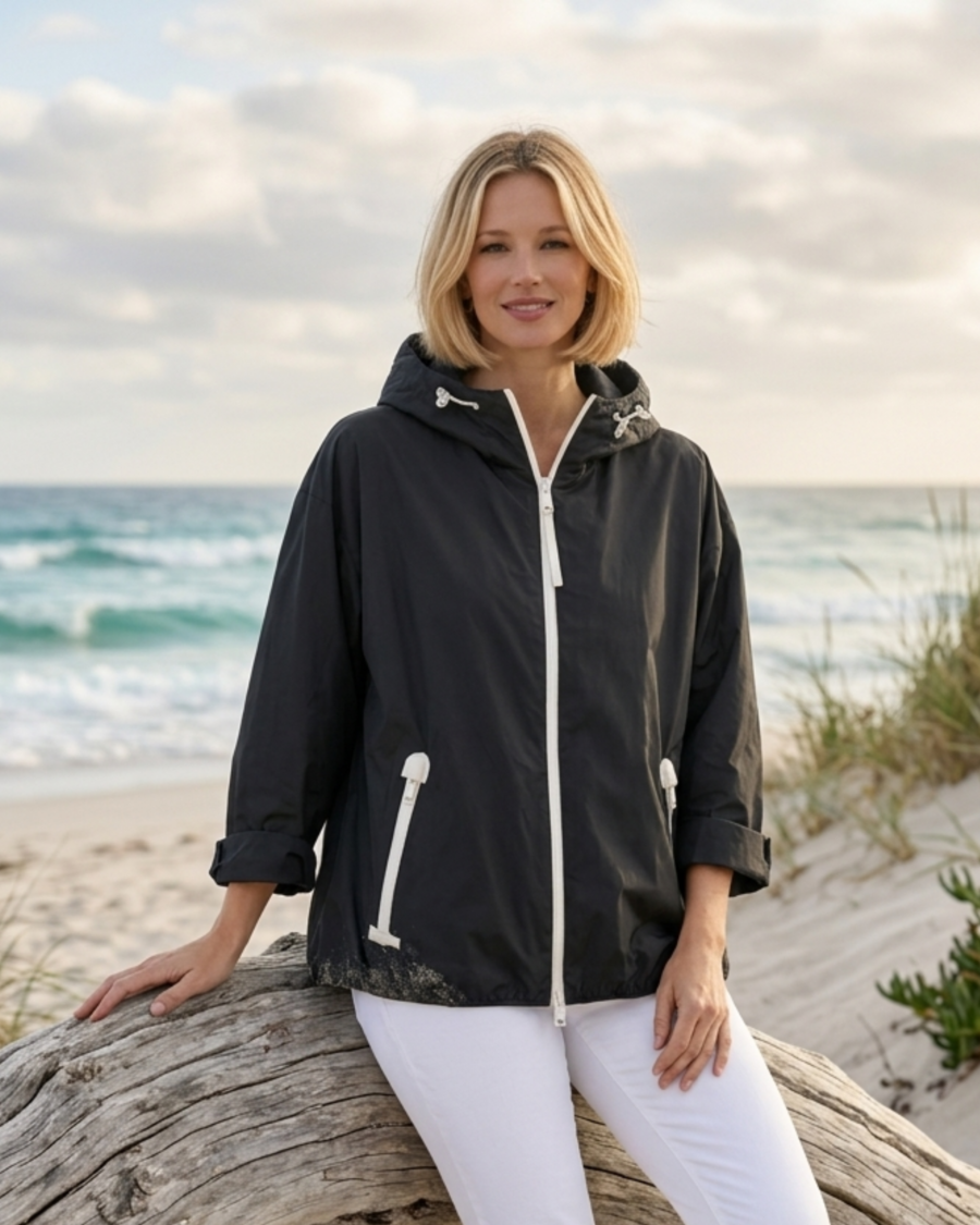 Chaqueta Windbreaker Black Contrast Rino&Pelle