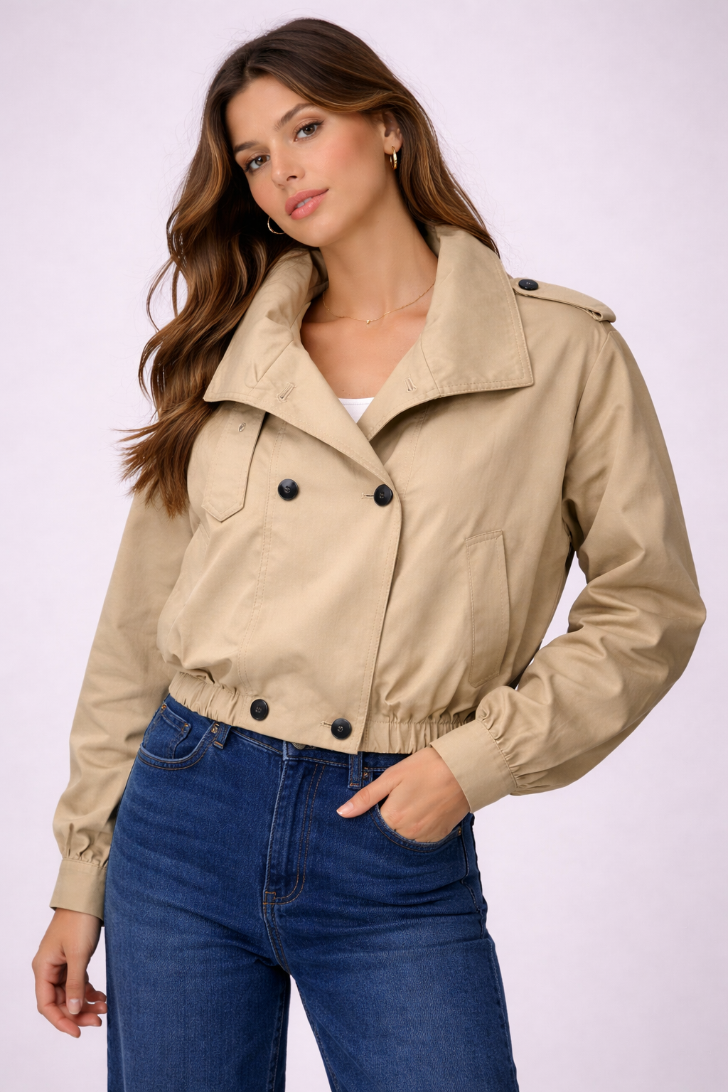 Chaqueta Sand Buckle Collar Chic