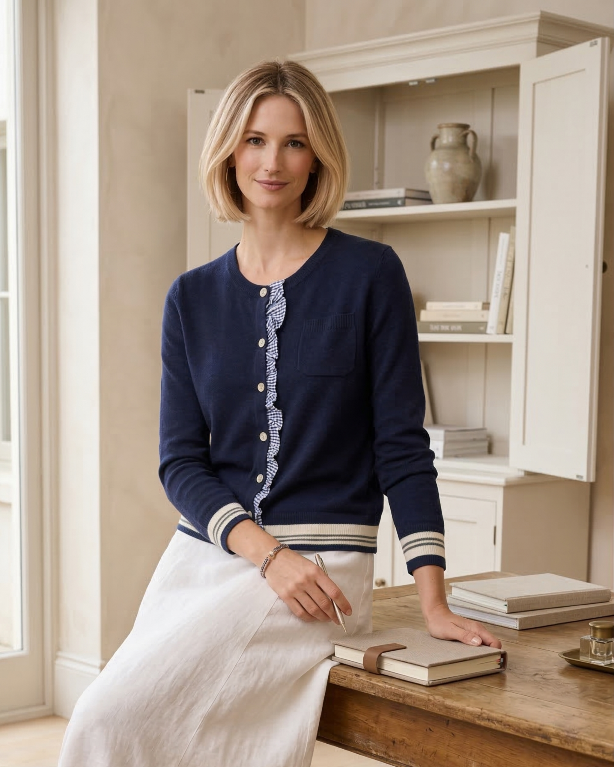 Jersey Navy Knit Volante