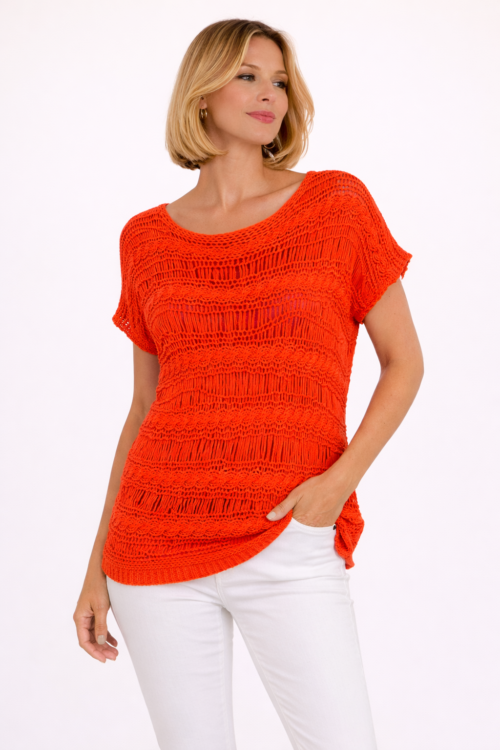 Top Red Clay Knit Calado Woman&Now