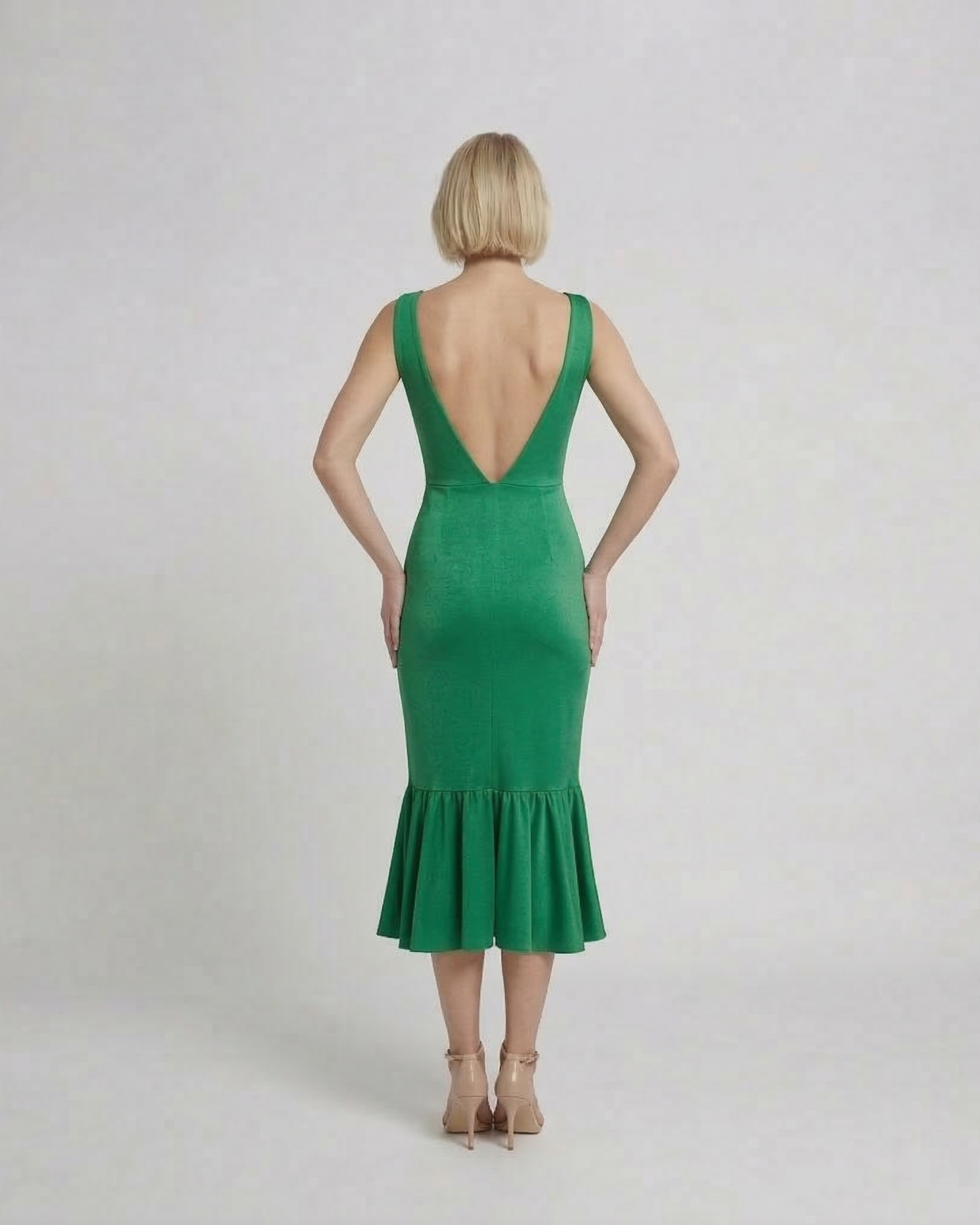 Vestido Green Back V Mermaid Elegance