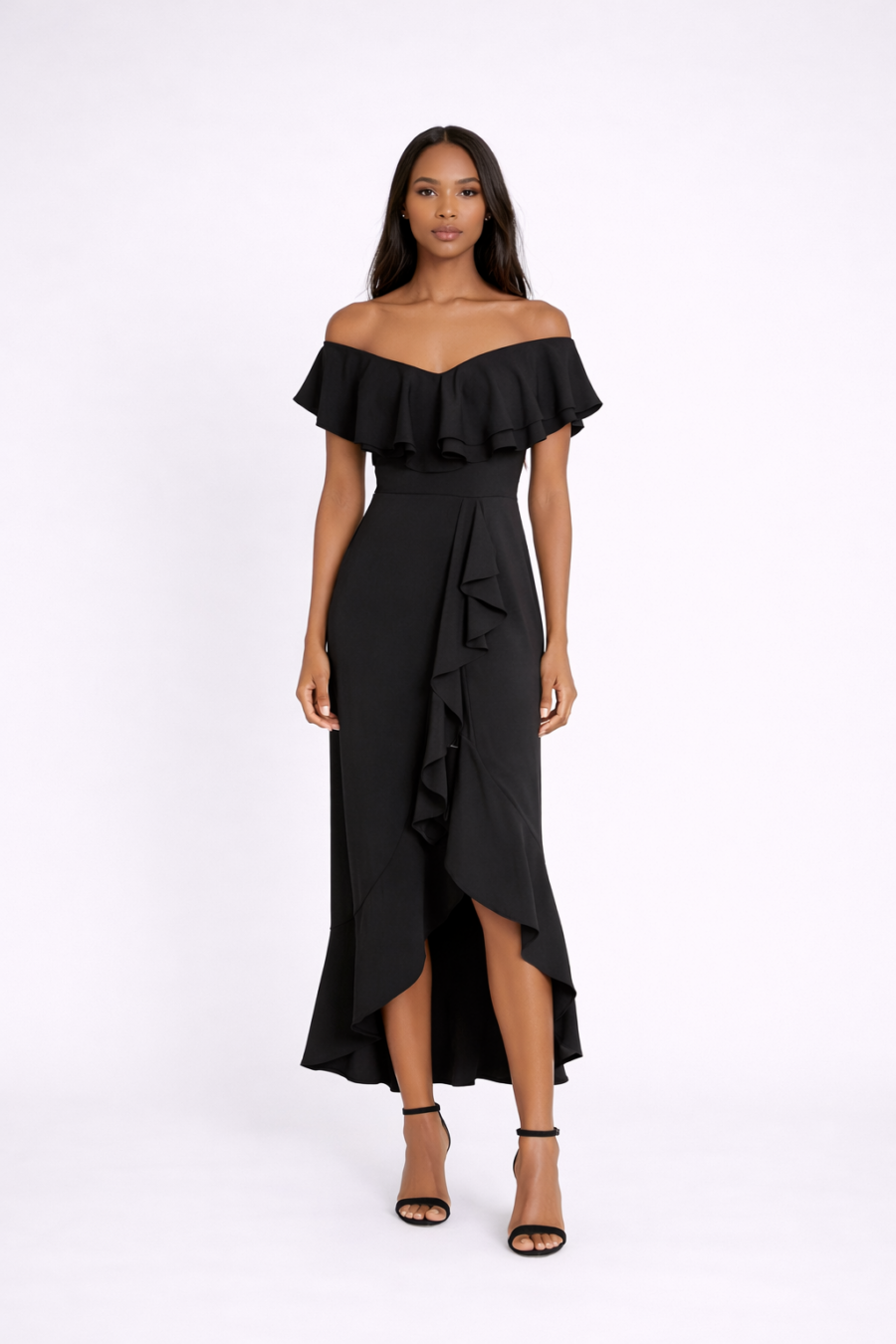 Vestido Negro Ruffle Sunset Muse