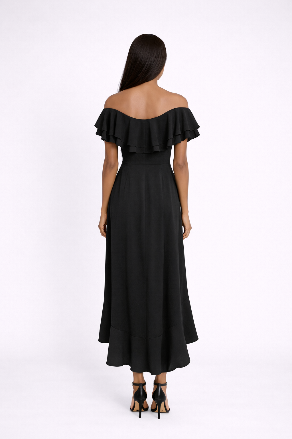 Vestido Negro Ruffle Sunset Muse