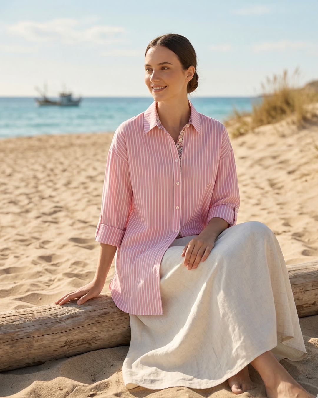 camisa larga rayada Be blouse