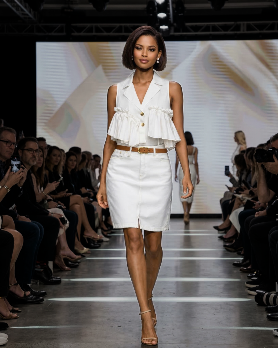 Blusa blanca de sisa fluida con volantes Be Blouse