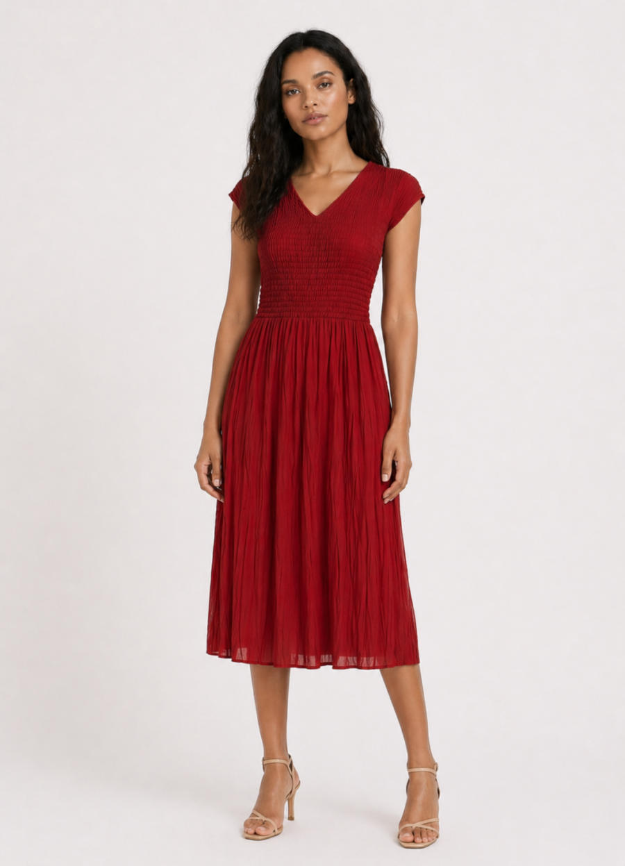 Vestido Pleated Knit Soft Chic