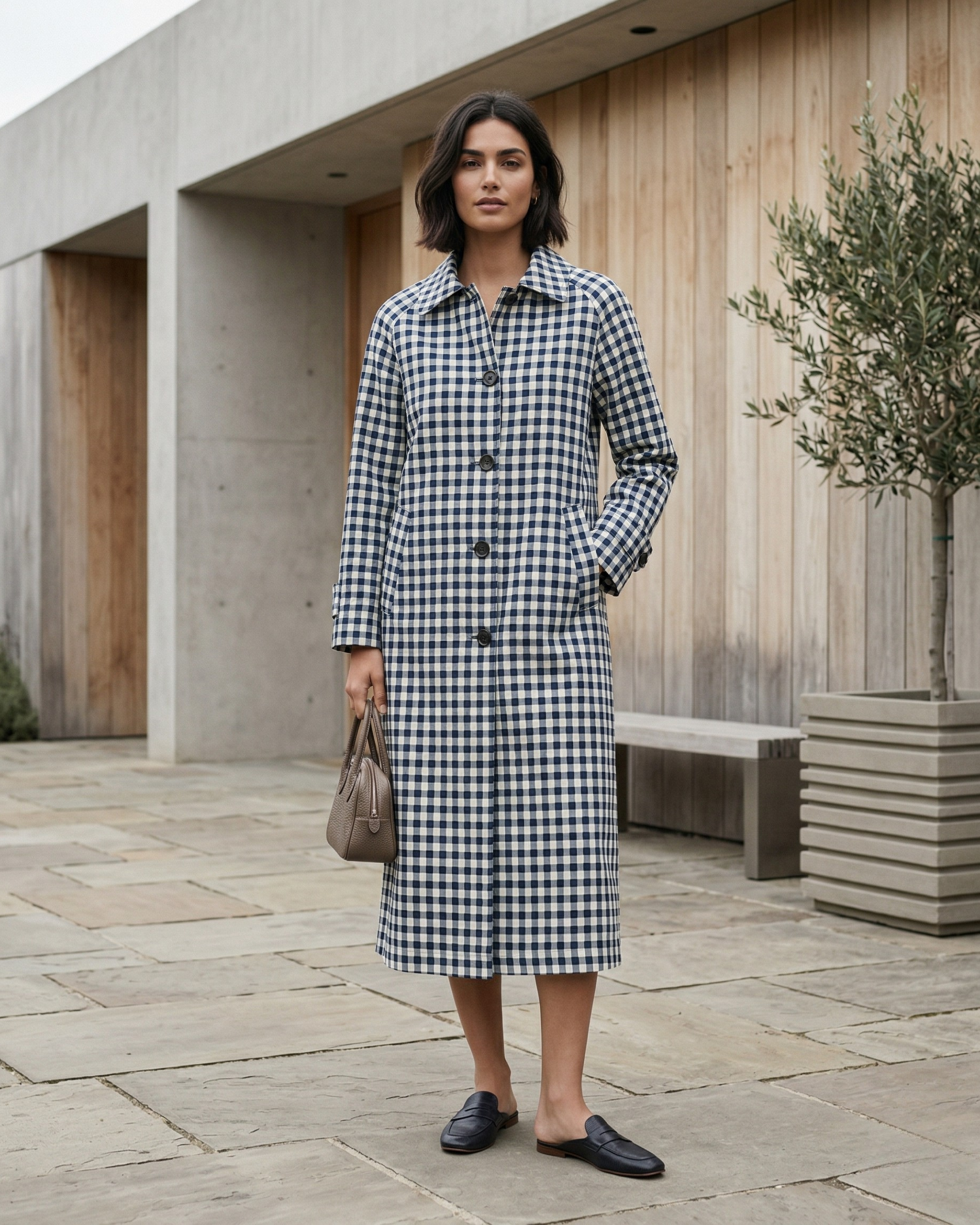 Gabardina Recta Cuadros Vichy Timeless Chic