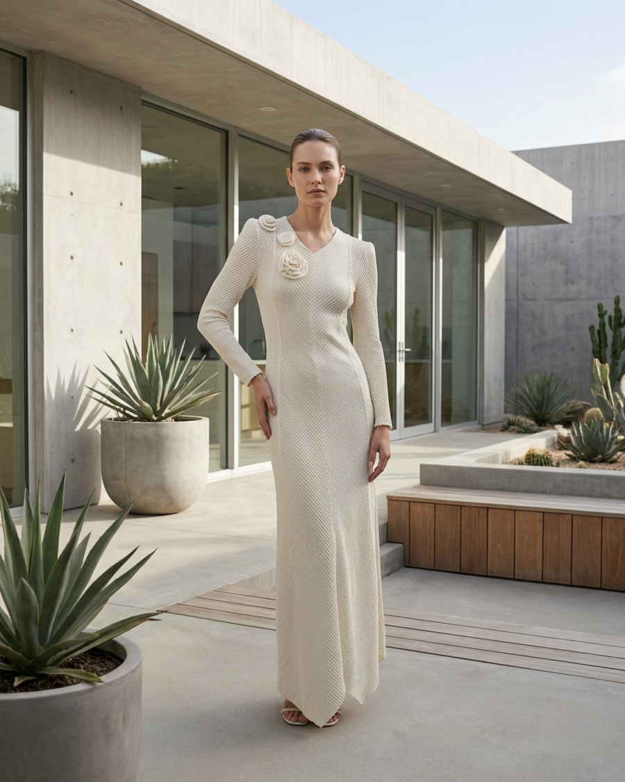 Vestido Knit Floral Elegance Chic