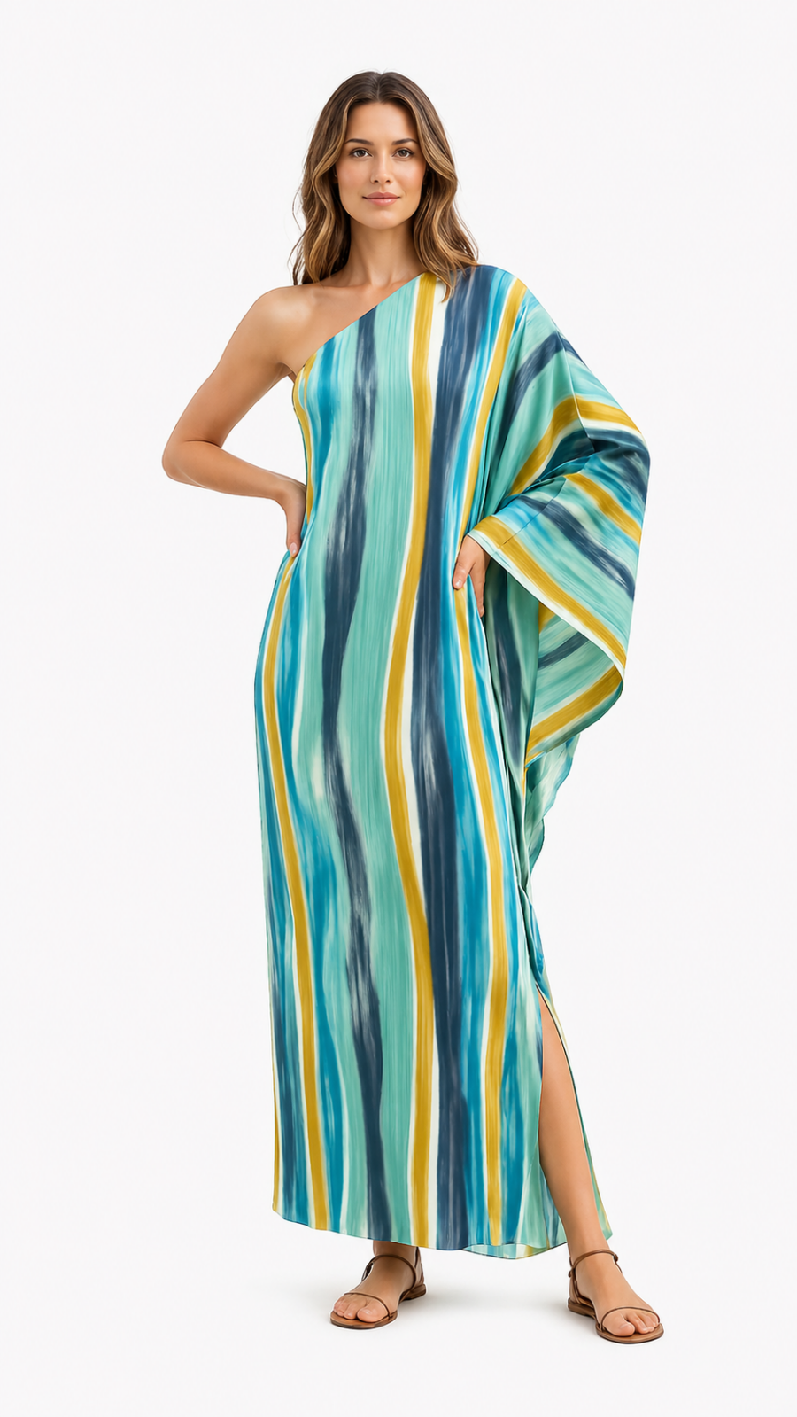 Vestido One Shoulder Flow Print Chic