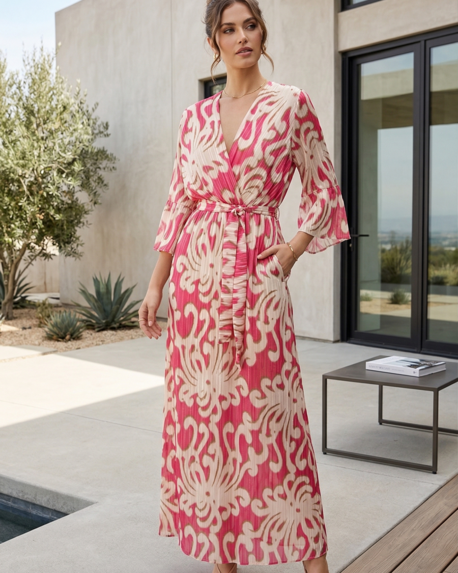 Vestido Print Flow Belt Chic