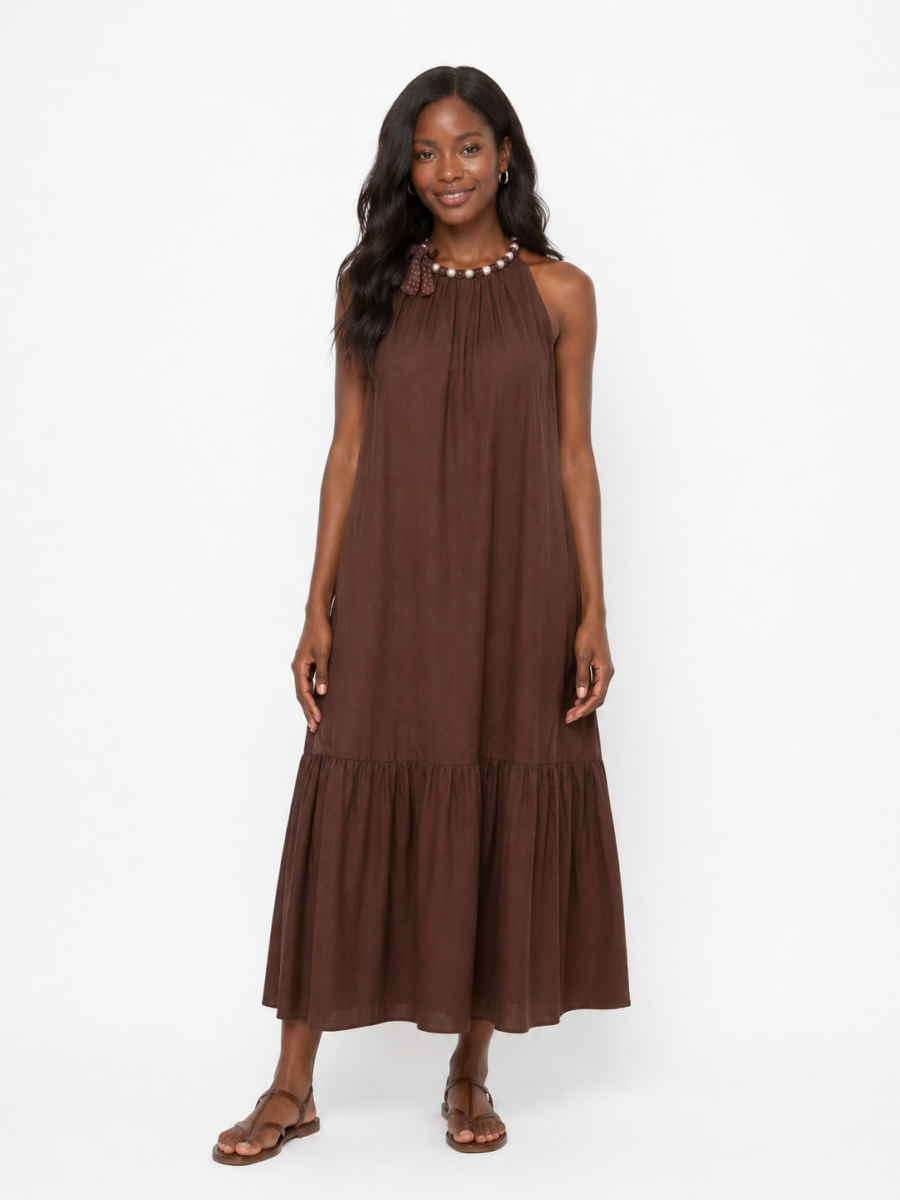 Vestido Halter Pearl Flow Chic